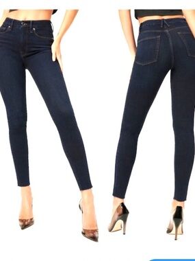 OLD NAVY Blue Dark Wash High Rise Super Skinny Stretch Jeans 4 Tall NWOT